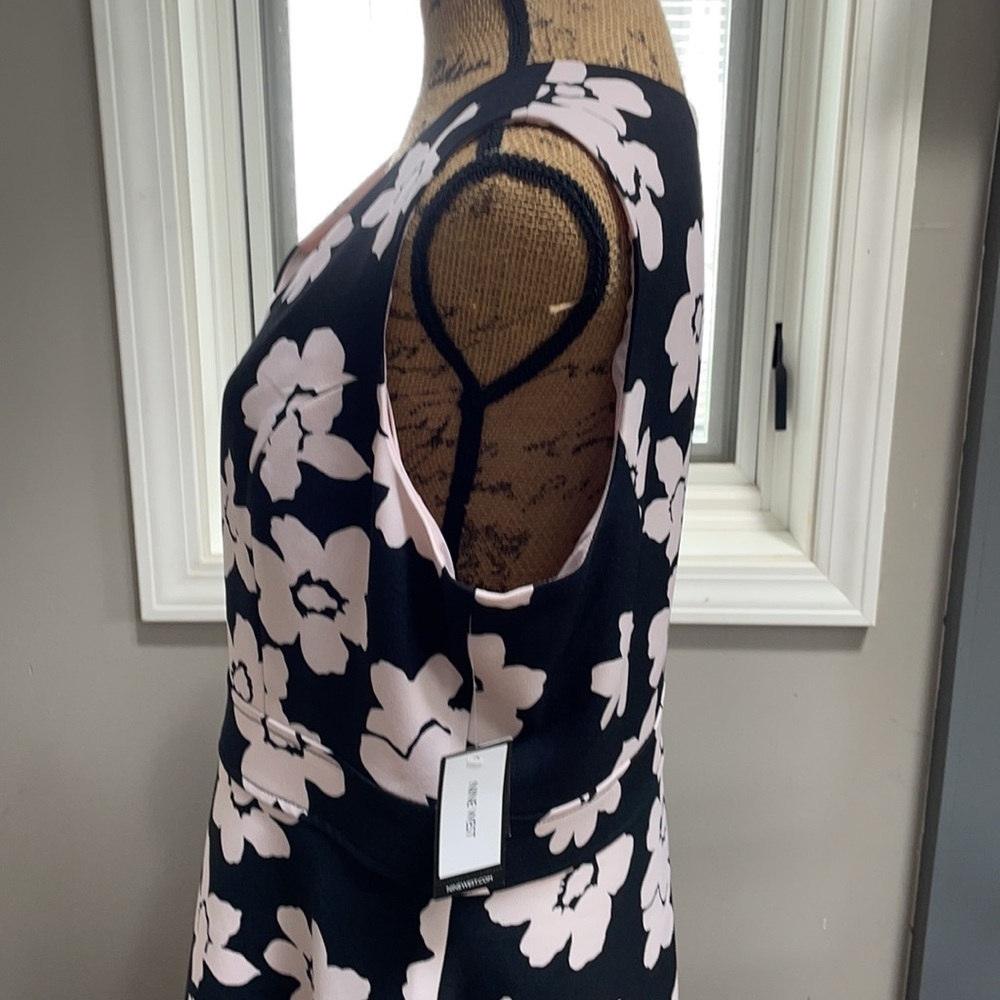 Nine West, Pink and Black flower pattern dress. - Picture 3 of 5